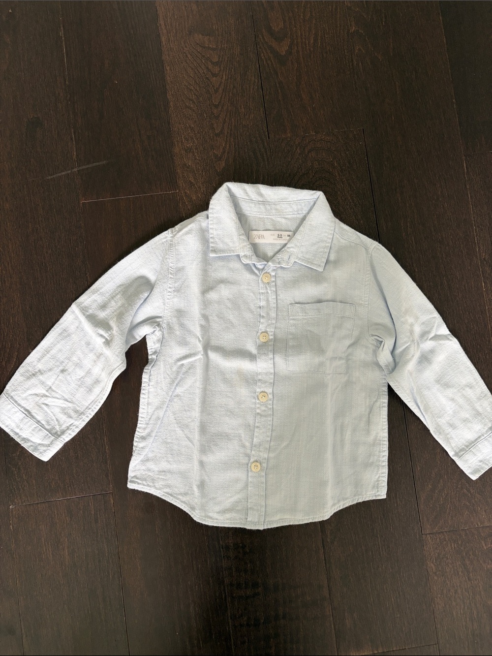 Zara Pale Blue Toddler Boys' Cotton Button-Down Shirt